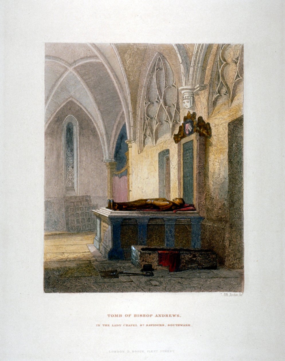 Grób Lancelota Andrewsa w kaplicy Lady, kościół św Zbawiciela, Southwark, Londyn, 1851 autorstwa John Wykeham Archer