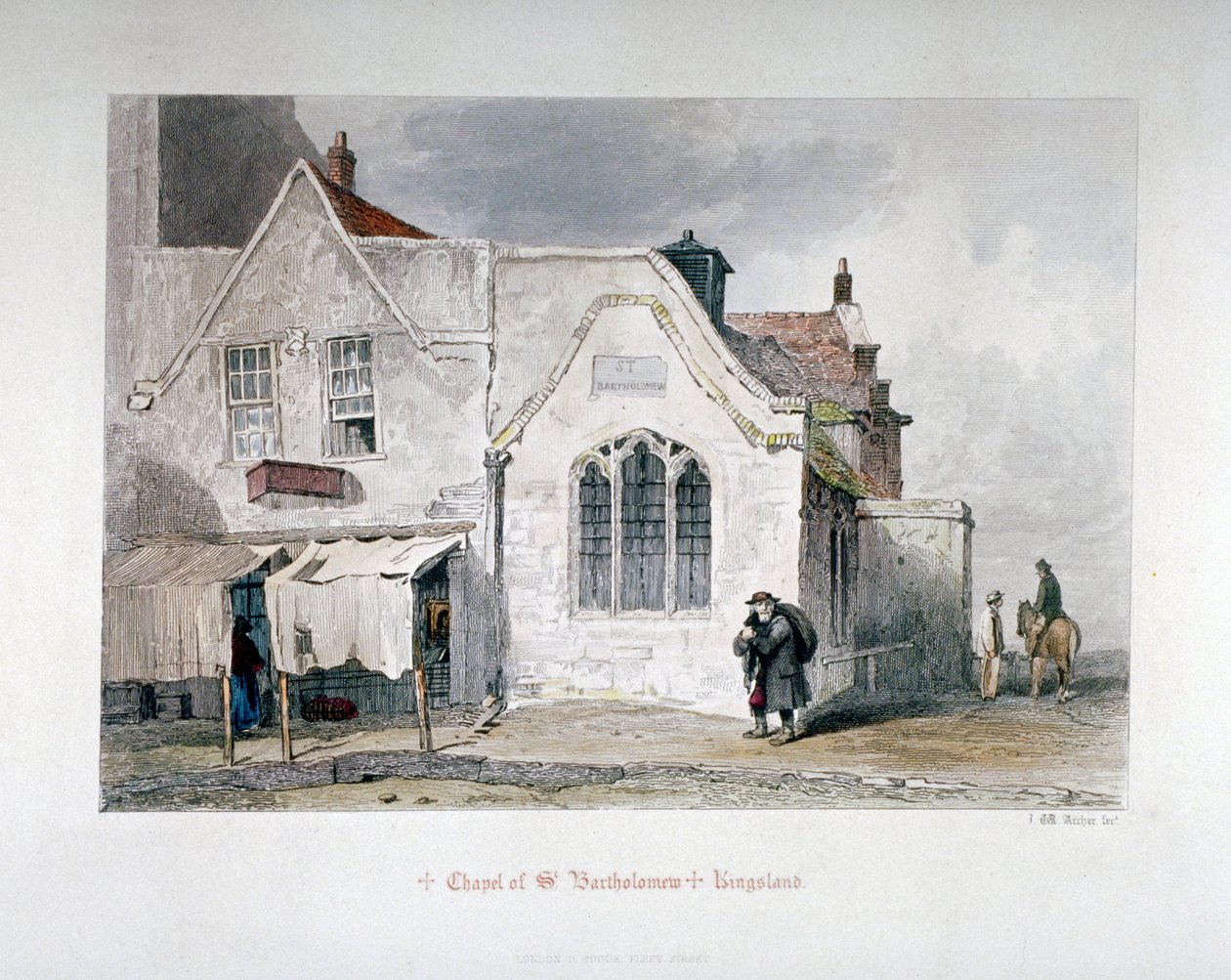 Widok na kaplicę św Bartłomieja, Kingsland Road, Hackney, Londyn, 1851 autorstwa John Wykeham Archer