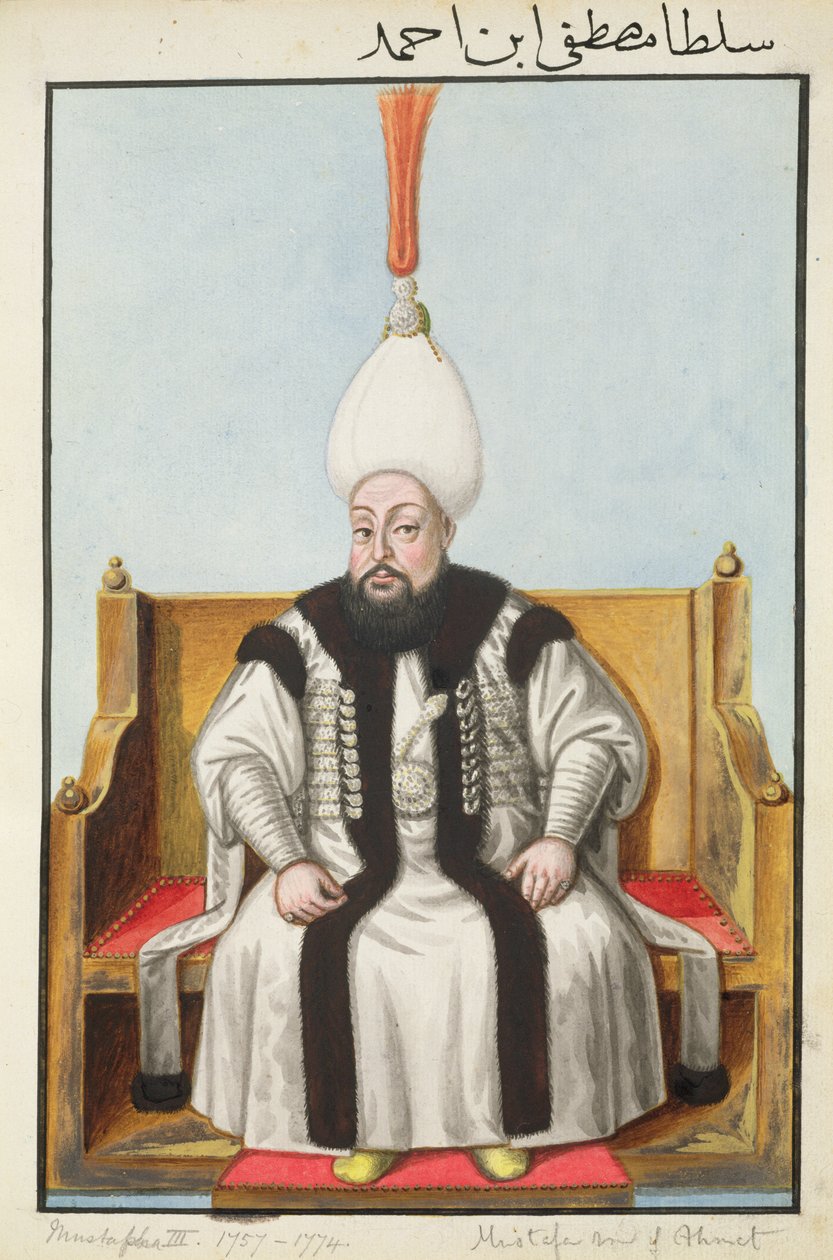 Mustapha III (1717-74) Sułtan w latach 1757-74, z serii „Portrety cesarzy Turcji” autorstwa John Young