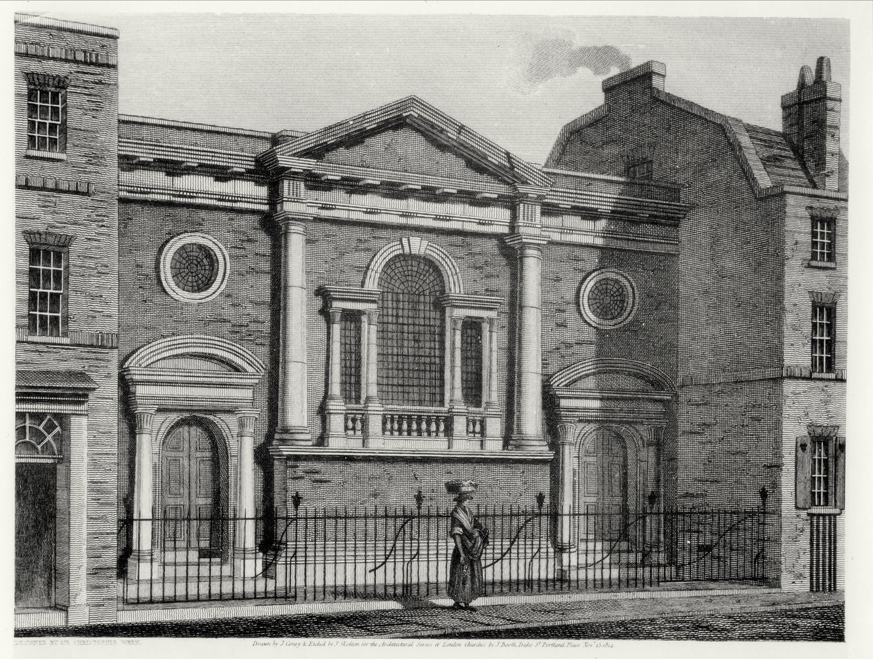 Church of St. Alphage, wyryty przez J. Skeltona dla serii architektonicznej kościołów londyńskich, wyd. przez J. Bootha, 1814 autorstwa John after Coney