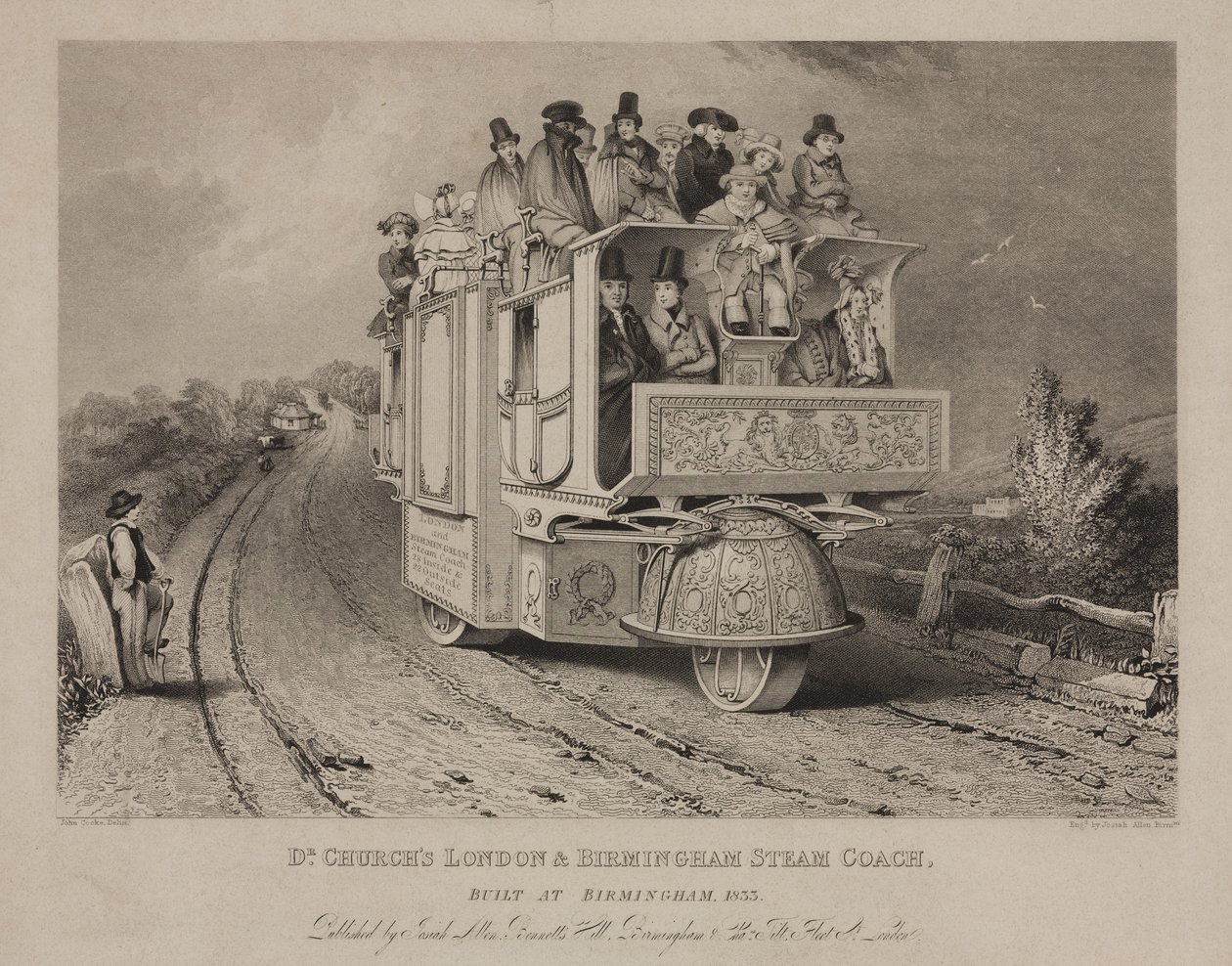 Dr. Churchs Londyn i Birmingham Parowóz, 1833 autorstwa John after Cooke