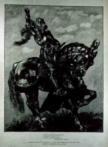 Obrona Marmions do Douglas, z The Illustrated London News, 25 lutego 1882 r. autorstwa John after Gilbert