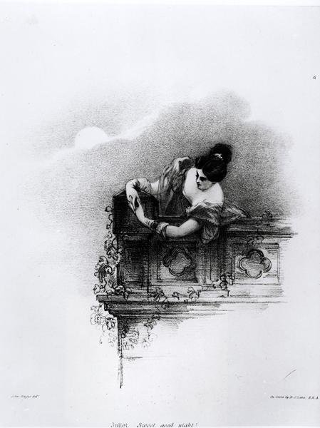 Fanny Kemble (1809-93) jako Julia, słodka dobranoc, grawerowana przez Richarda Jamesa Lane