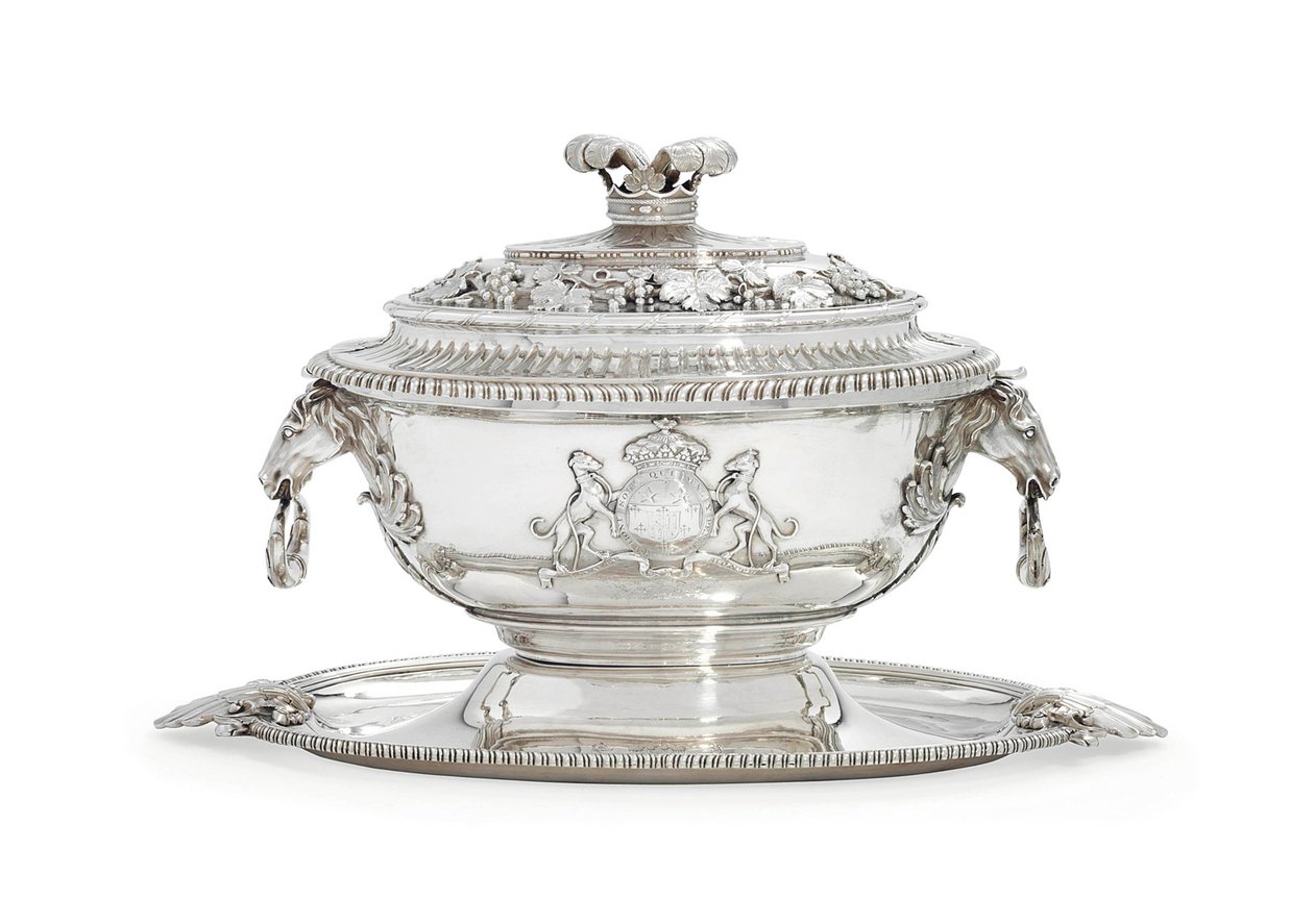 Waza do zupy George III, przykrywka, podstawka i wkładka autorstwa John and Wakelin Edward (c.1716–84) Parker