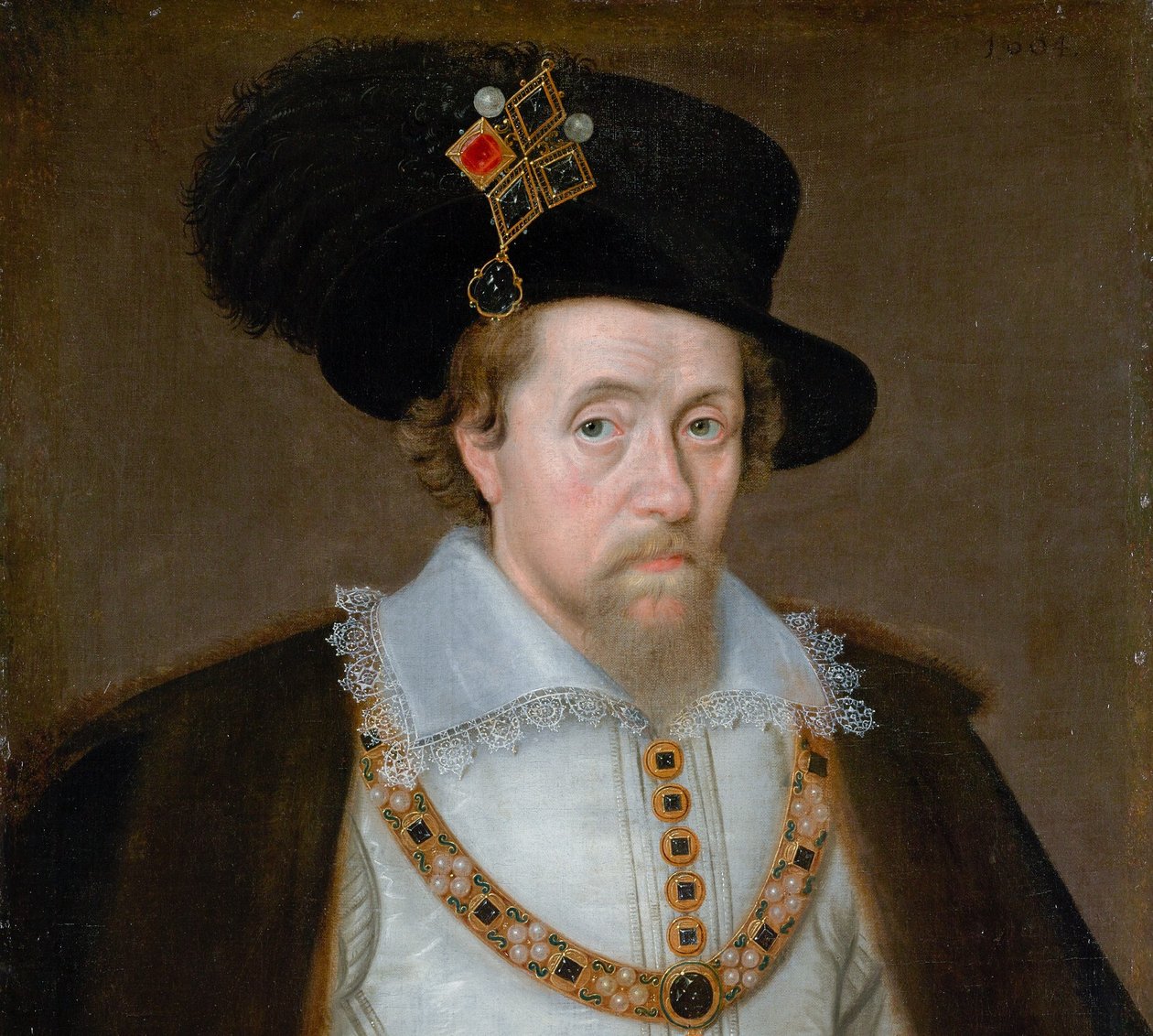 Jakub VI i I, 1566-1625, król Szkocji 1567-1625, król Anglii i Irlandii 1603-1625 autorstwa John de Critz