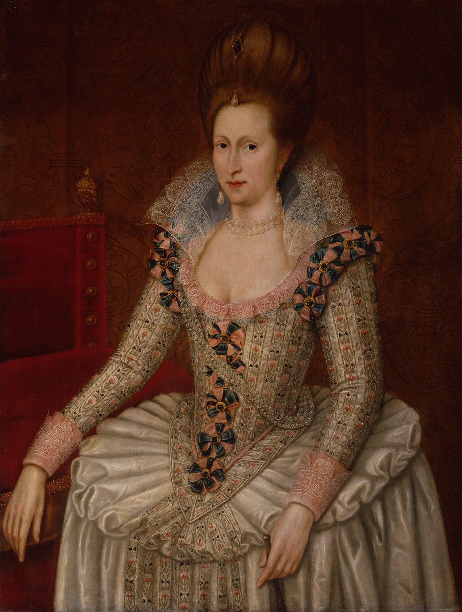 Królowa Anna Danii, c.1605 (olej na panelu) autorstwa John de the Elder (attr. to) Critz