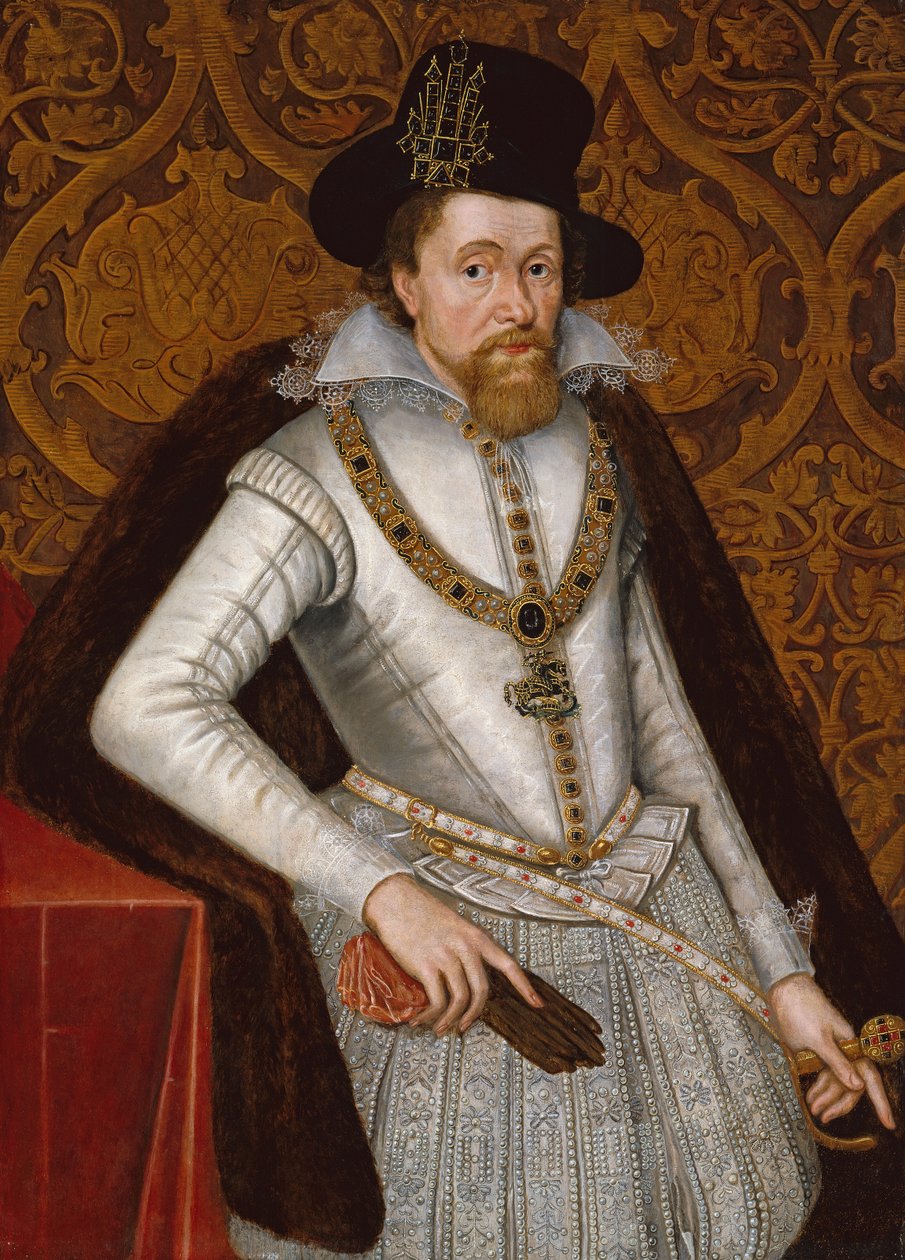 King James VI i I, c.1605 (olej na panelu) autorstwa John de the Elder Critz
