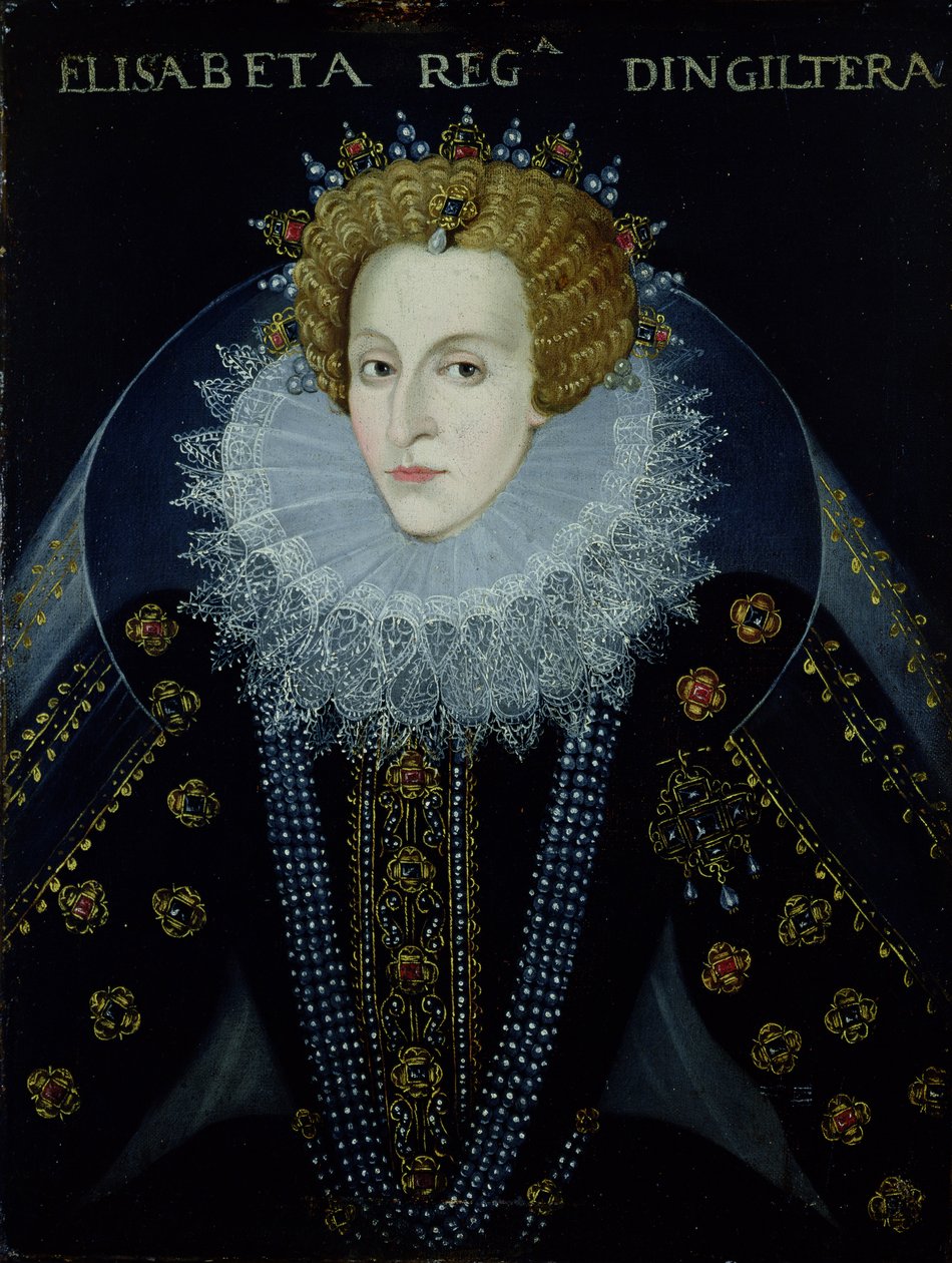 Portret królowej Elżbiety I (1533-1603) (olej na płótnie) autorstwa John the Elder (circle of) Bettes