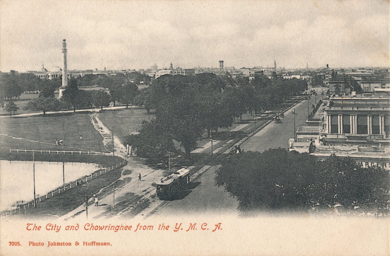„Miasto i Chowringhee z YMCA”, początek XX wieku. autorstwa Johnston and Hoffmann