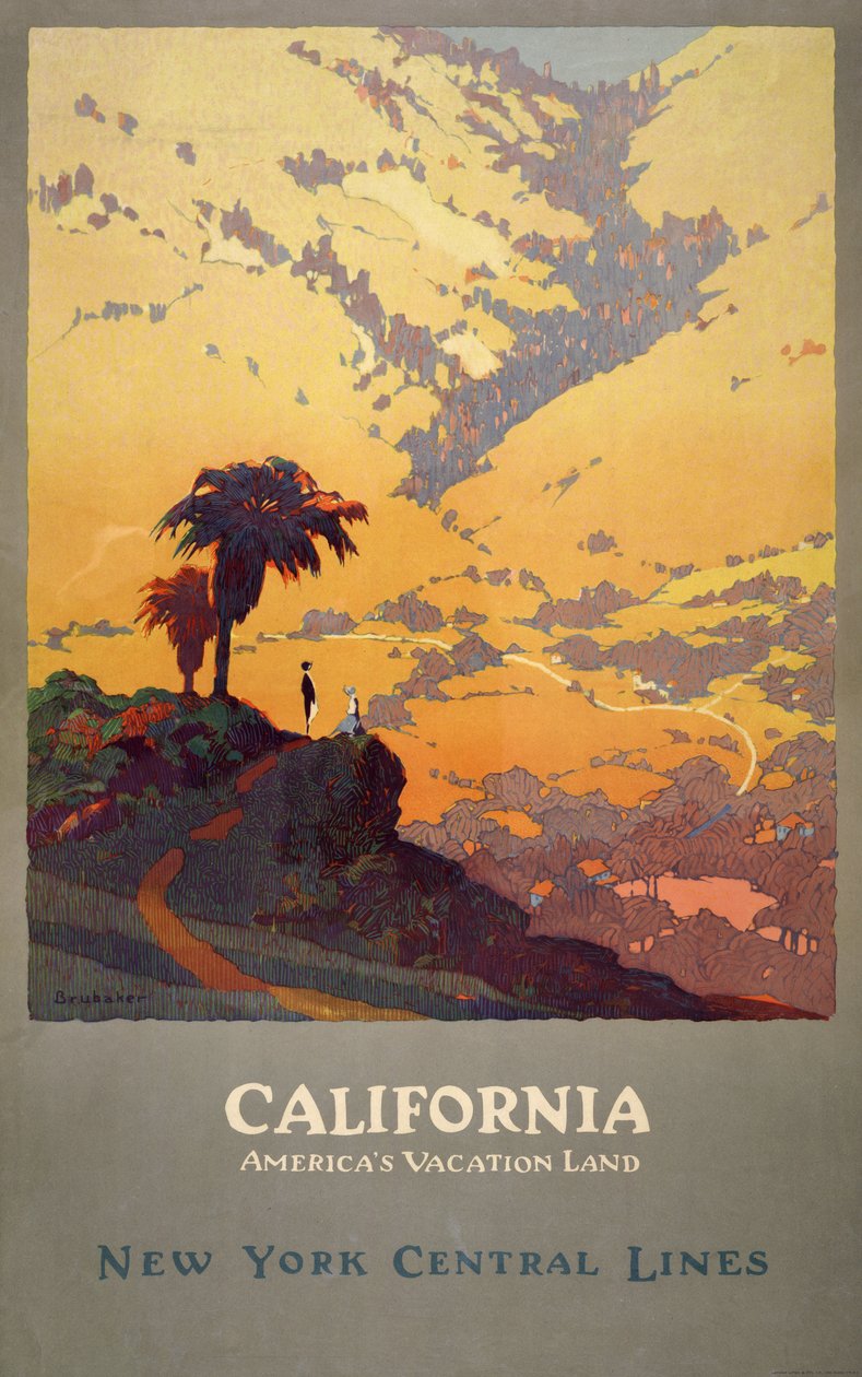 Plakat podróżniczy Kalifornia autorstwa Jon O. Brubaker