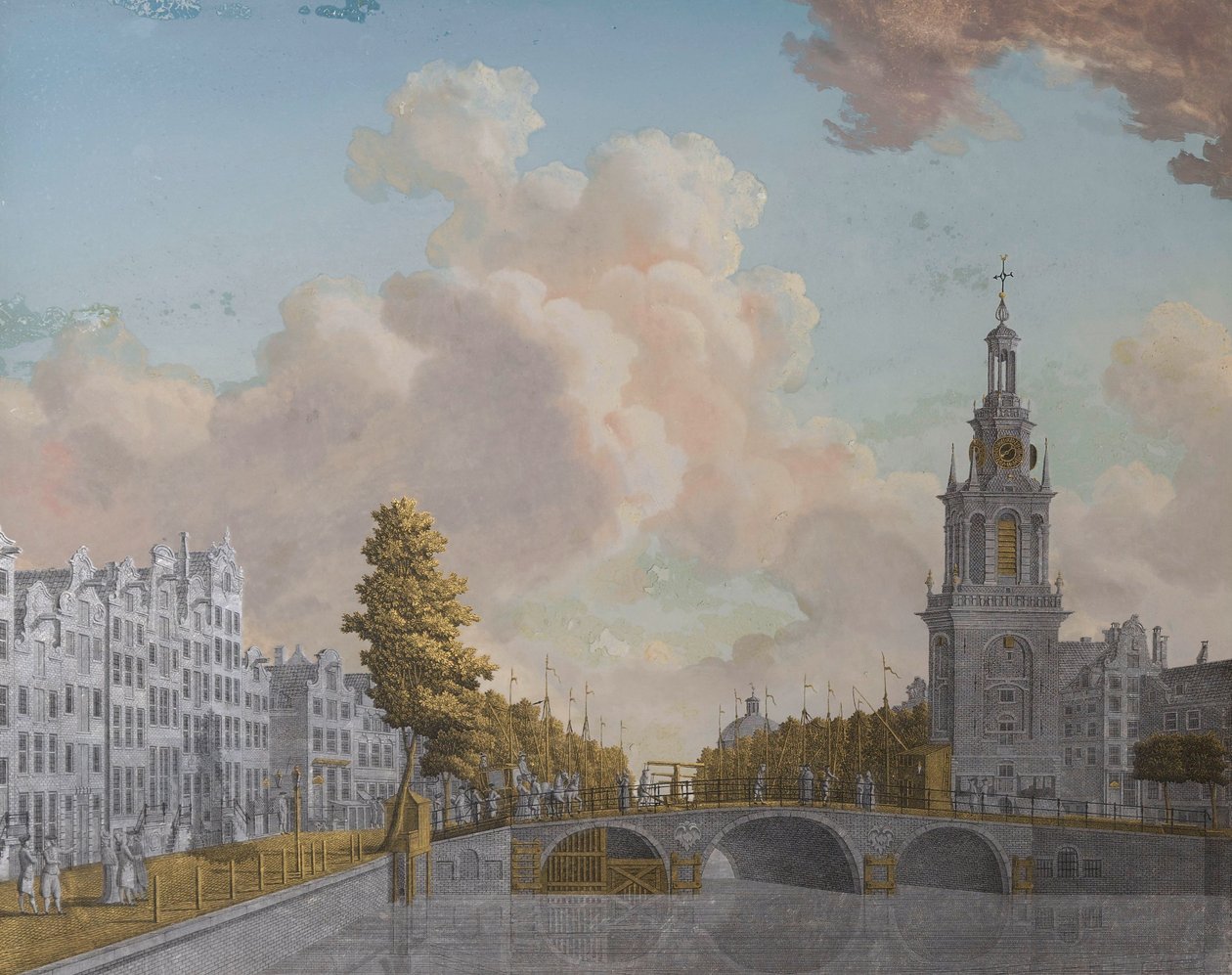 Widok na wieżę zwaną Jan Roodenpoortstoren i kanał Singel w Amsterdamie autorstwa Jonas Zeuner