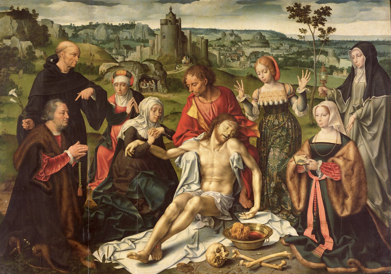 Lamentacja Chrystusa, centralny panel z ołtarza autorstwa Joos van Cleve
