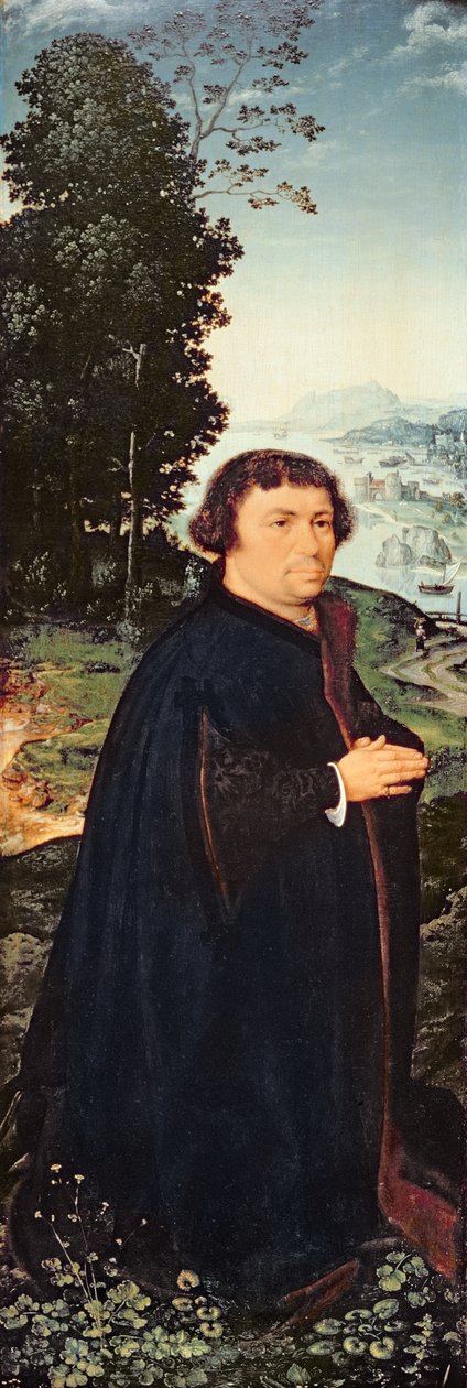 Portret dawcy klęczącego nad rzeką (para 155175) autorstwa Joos van Cleve