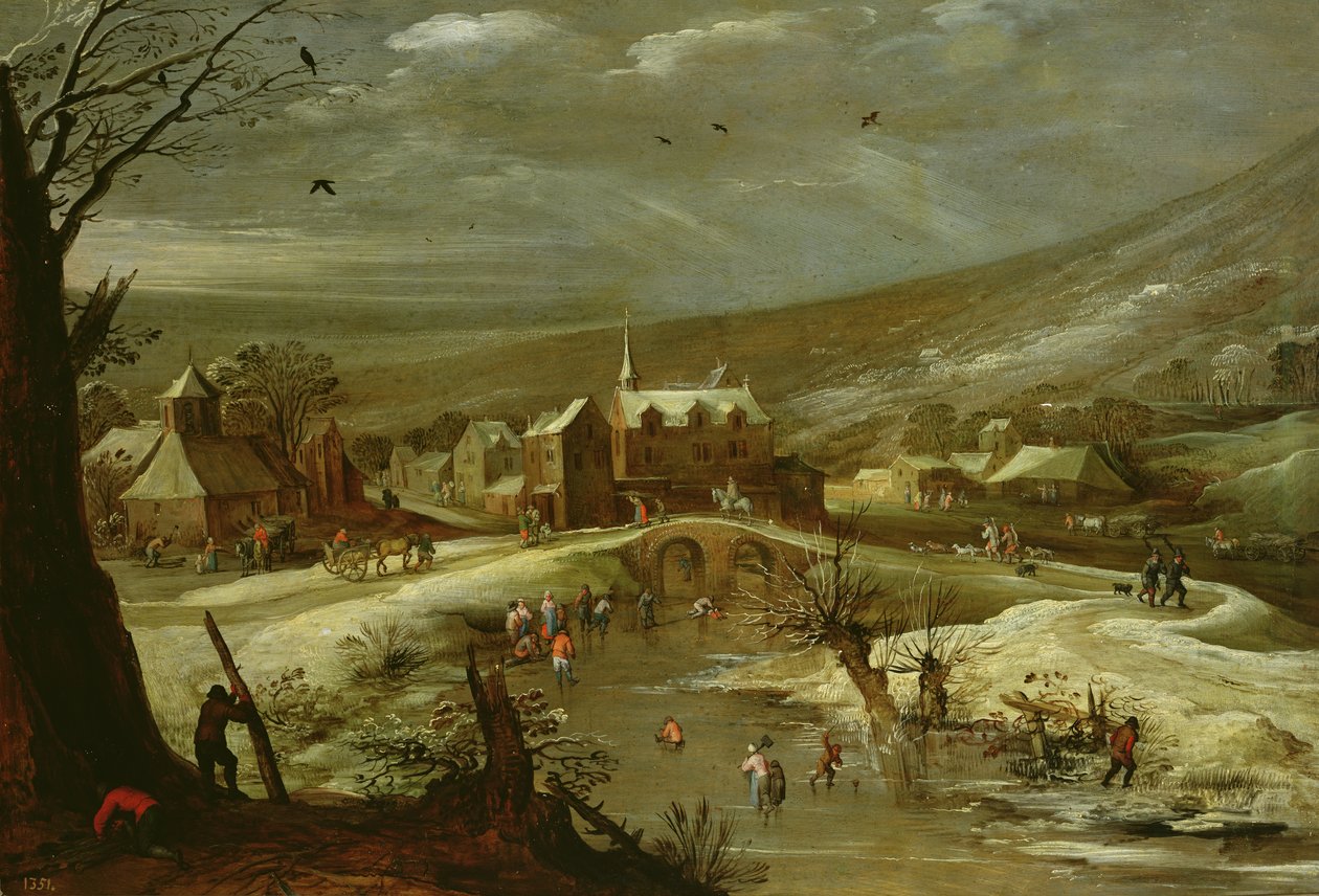Wieś z łyżwiarzami autorstwa Joos or Josse de Momper