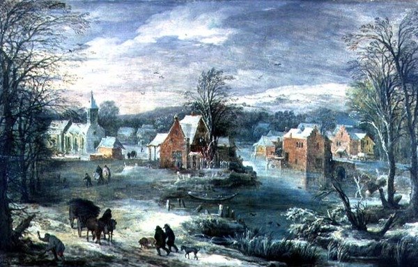 Wiejski krajobraz zimą (panel) autorstwa Joos or Josse de The Younger Momper