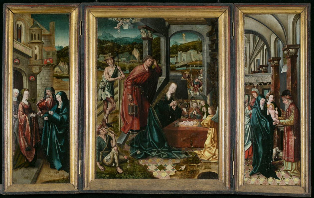 Tryptyk betlejemski, ok. 1540 (malarstwo na drewnie) autorstwa Joos van (attr. to) Cleve