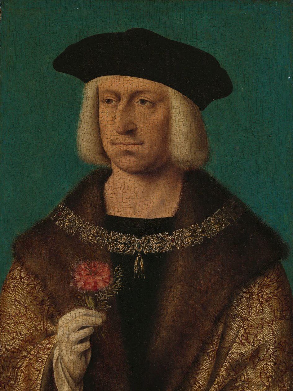 Portret Maksymiliana I (1459-1519) Maksymilian I (1459-1519), cesarz Świętego Cesarstwa Rzymskiego autorstwa Joos van Cleve (workshop of)