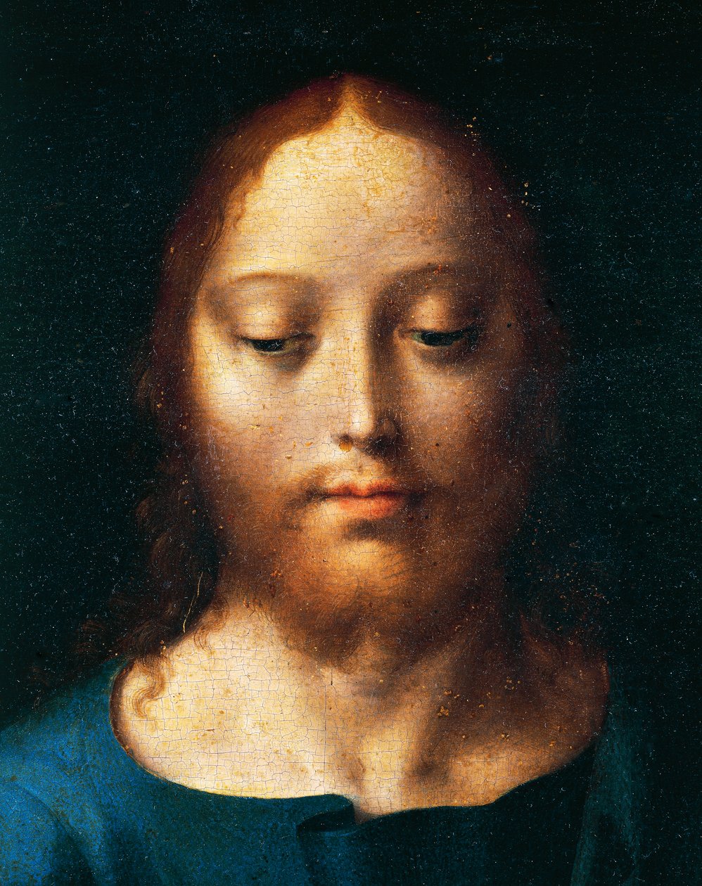 Twarz Chrystusa, Ostatnia Wieczerza, fragment ołtarza osadzania, fragment z kościoła Braci Mniejszych w Genui we Włoszech. ok.1520 autorstwa Joos van Cleve