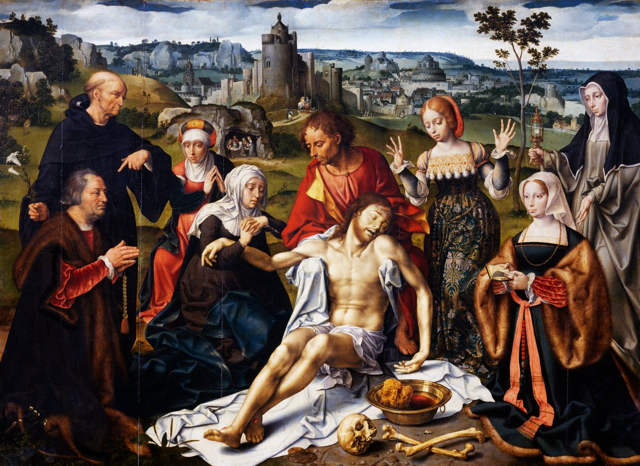 Złożenie Chrystusa, fragment Ołtarza przedstawiający Złożenie z Kościoła Braci Mniejszych w Genui, ok. 1520 autorstwa Joos van Cleve