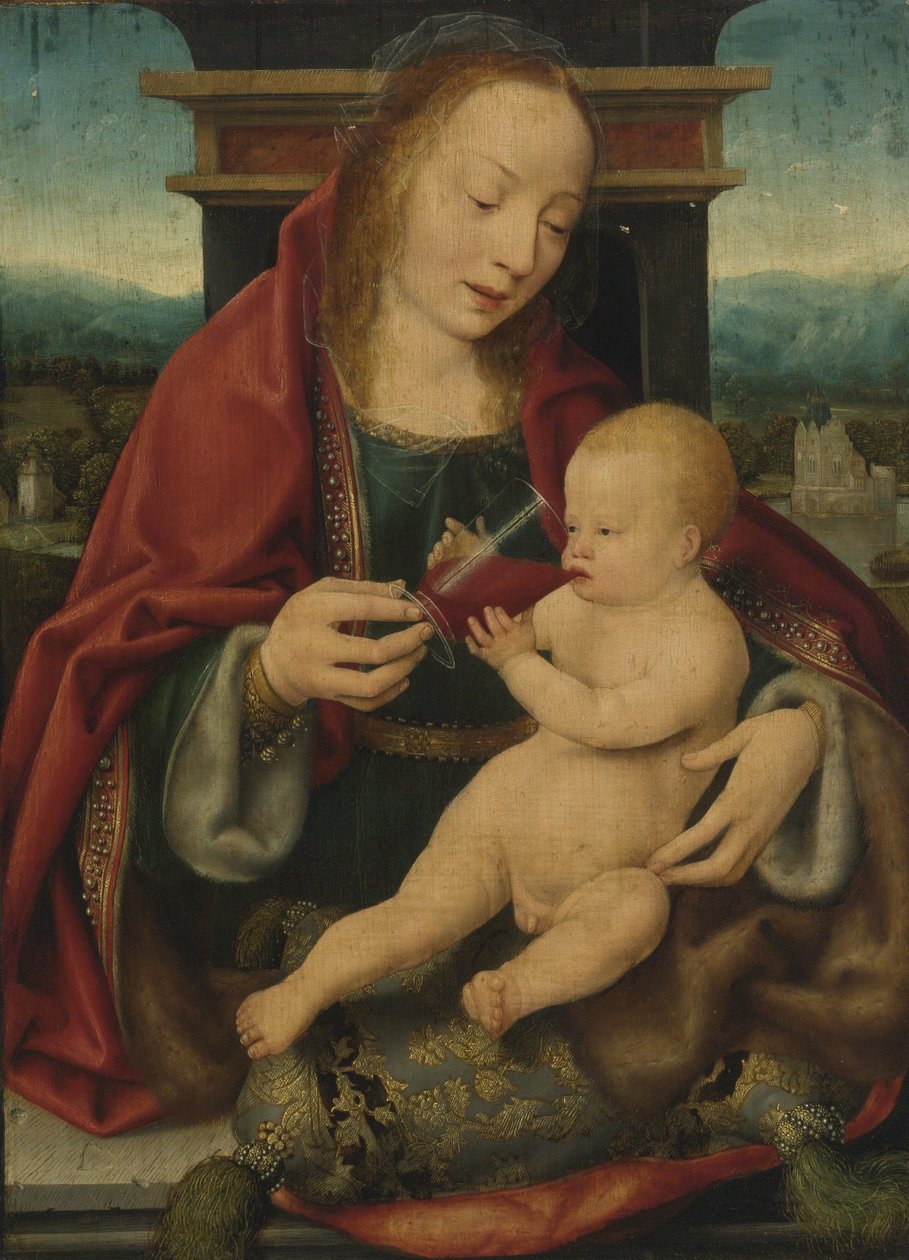 niderlandzki: Maria met wijndrinkend kind Virgin and child / Virgin and winedrinking child autorstwa Joos van Cleve