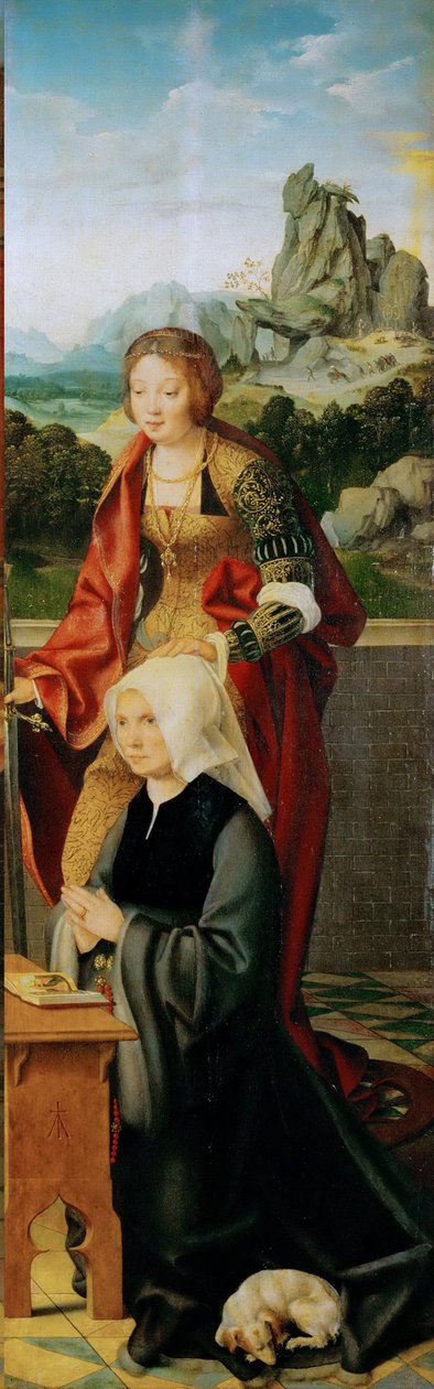 Wczesna sztuka niderlandzka: z darczyńcą (ołtarz skrzydlaty, prawy panel) par Cleve, Joos van (ok. 1485-1540), ok. 1530. Olej na drewnie, 94,5x30. Muzeum Historii Sztuki, Wiedeń autorstwa Joos van Cleve