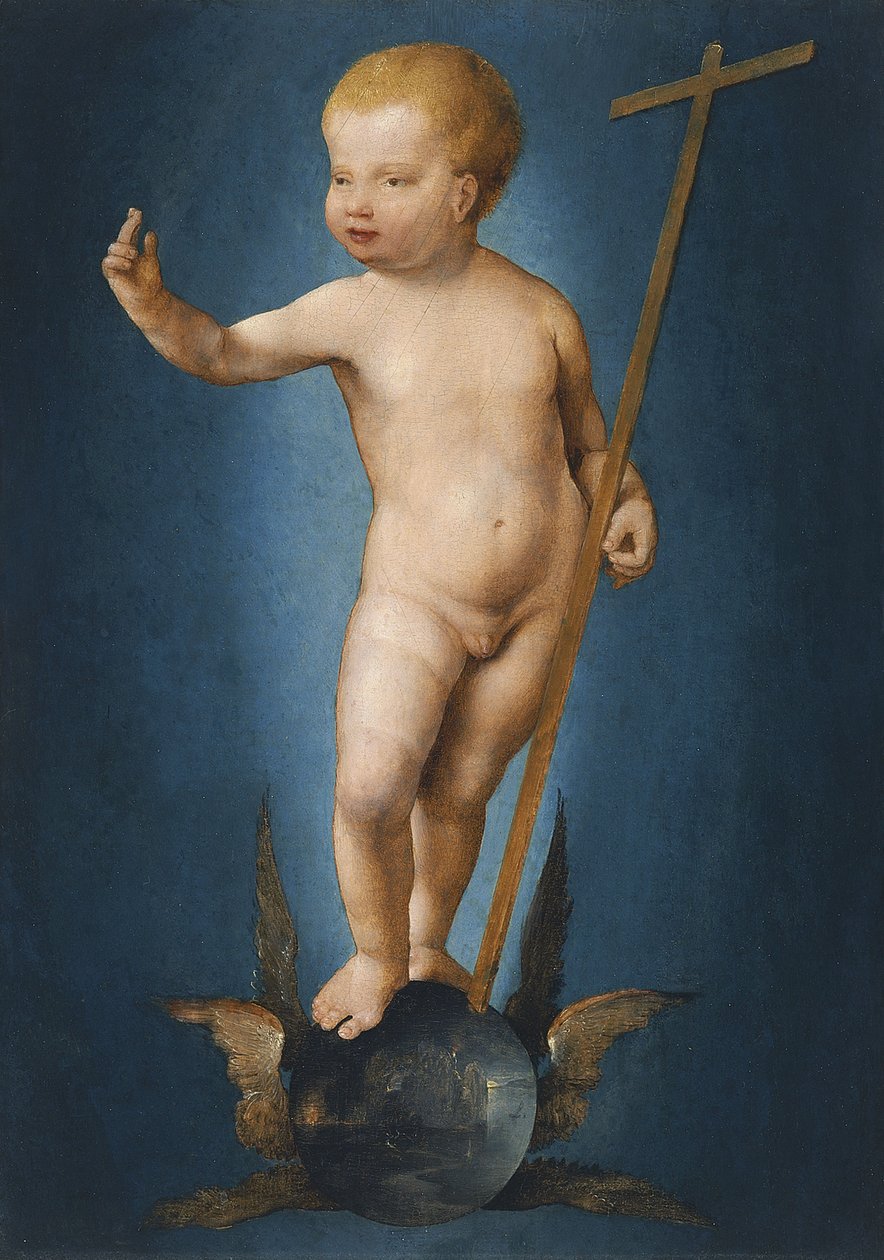 Niemiecki: Christuskind auf einer Weltkugel Dzieciątko Chrystus na orbicie świata autorstwa Joos van Cleve