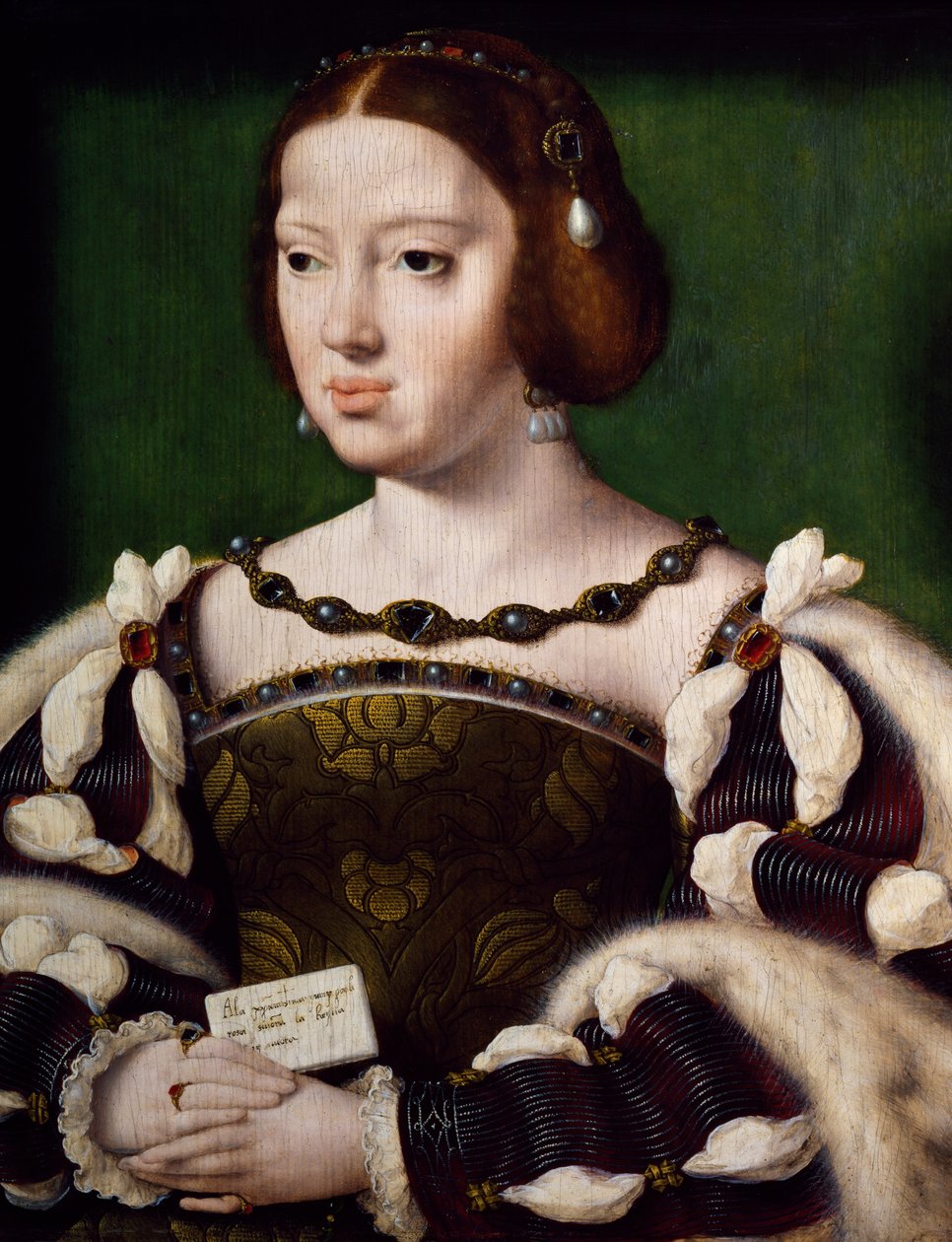 Portret Eleonory Austriackiej, królowej Portugalii i Francji autorstwa Joos van Cleve