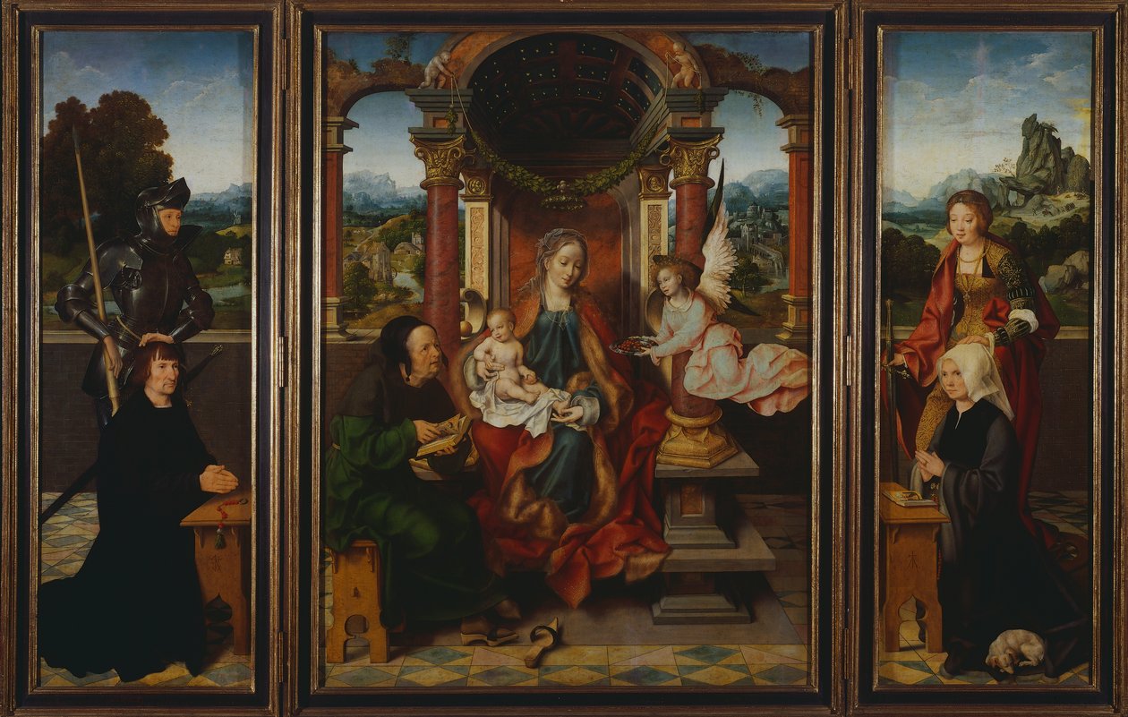 Święta rodzina, ok. 1530, Joos Van Cleve (1485-1540), tryptyk. Belgia autorstwa Joos van Cleve