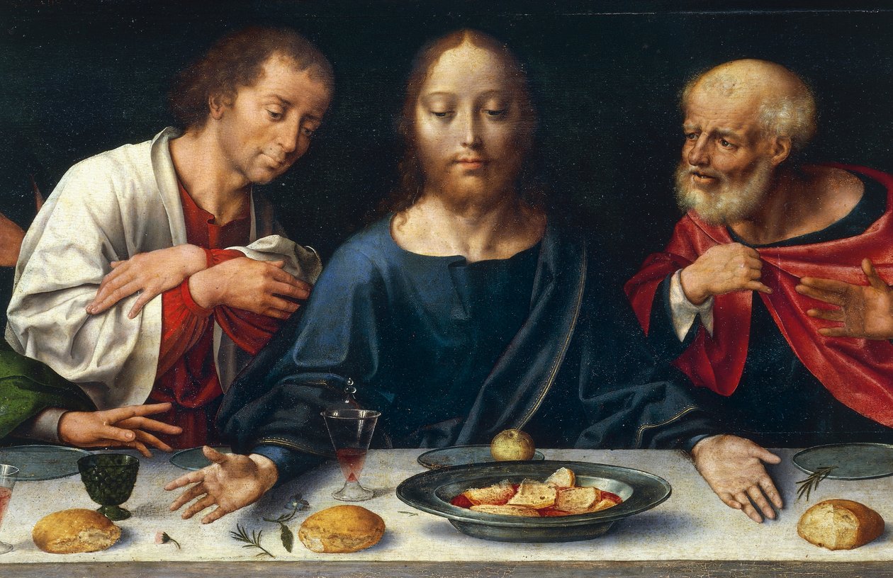 Ostatnia Wieczerza, Chrystus między Janem a Piotrem autorstwa Joos van Cleve
