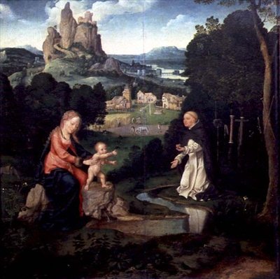 Dziewica i Dzieciątko Jezus z dominikaninem, ok. 1515-18 (olej na desce) autorstwa Joos van Cleve