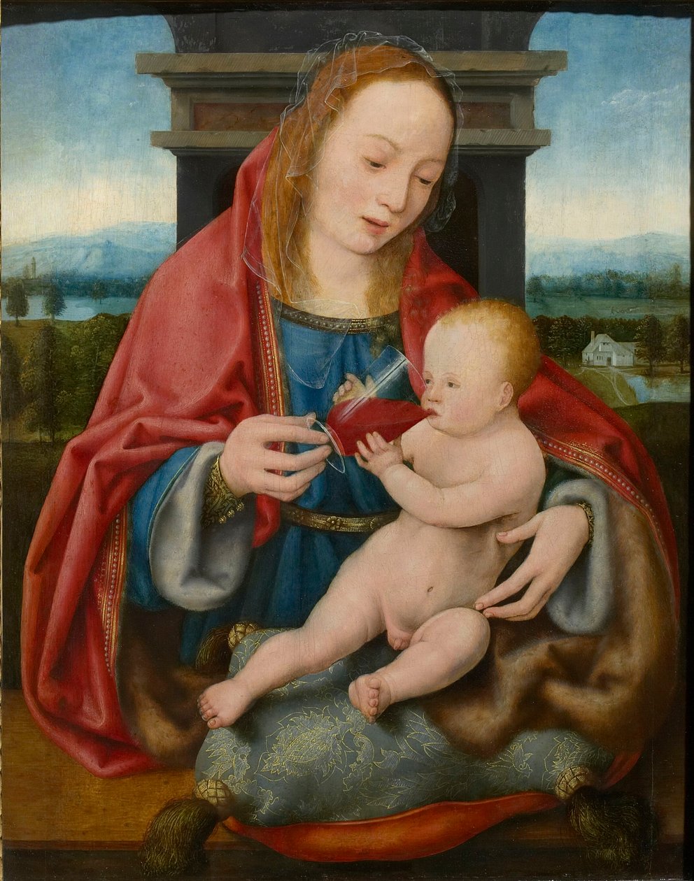 Dziewica z Dzieciątkiem Pijącym Wina, ok. 1930 r. 1520. autorstwa Joos van Cleve