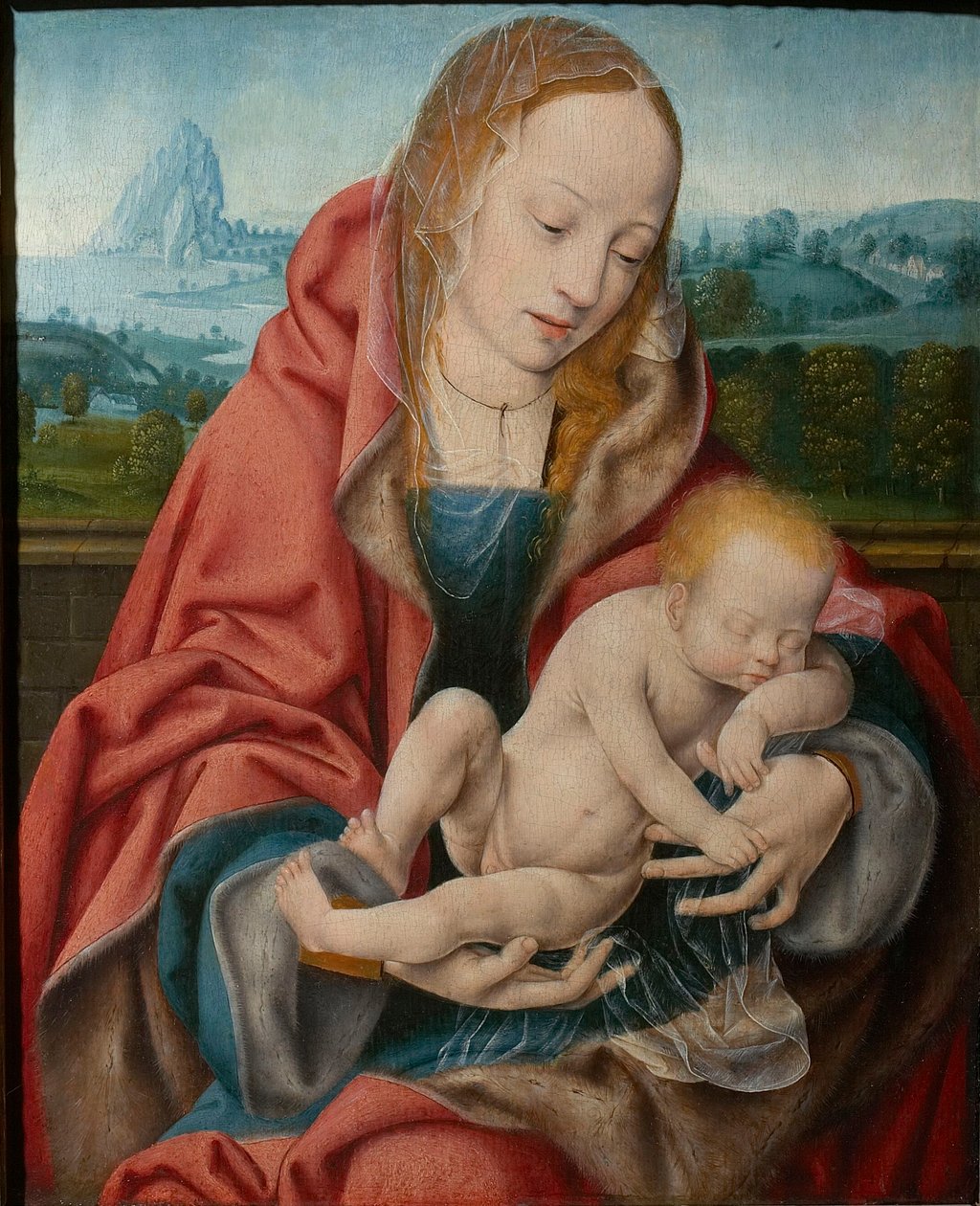 Matka Boska ze Śpiącym Dzieciątkiem, ok. 1510-1520. autorstwa Joos van Cleve