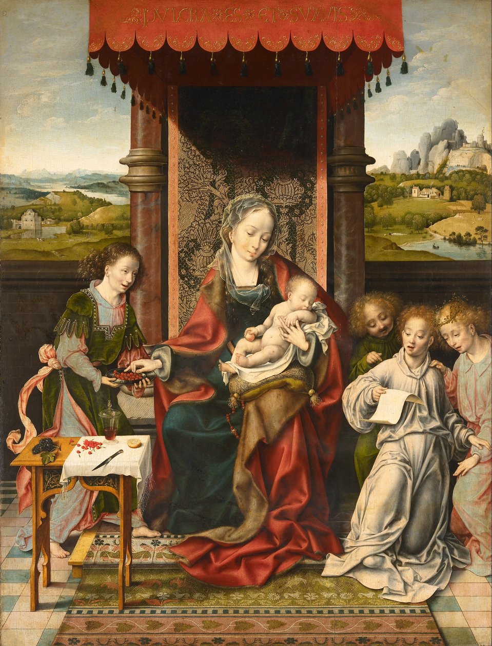 Dziewica z Dzieciątkiem i aniołami autorstwa Joos van Cleve