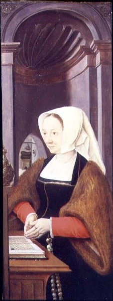 Żona Dawcy (skrzydło tryptyku) autorstwa Joos van Cleve