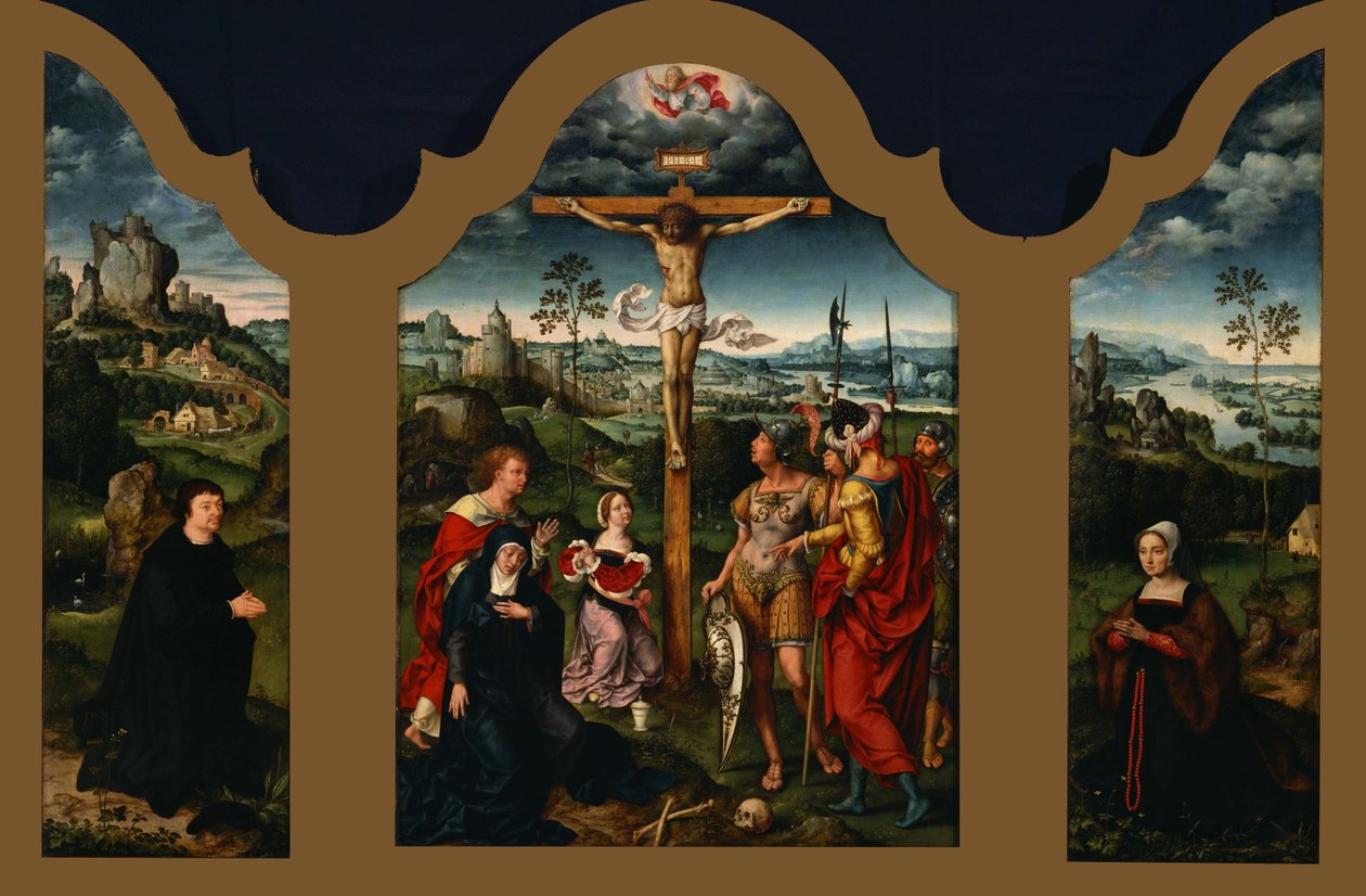 Tryptyk: Ukrzyżowanie Chrystusa autorstwa Joos van Cleve