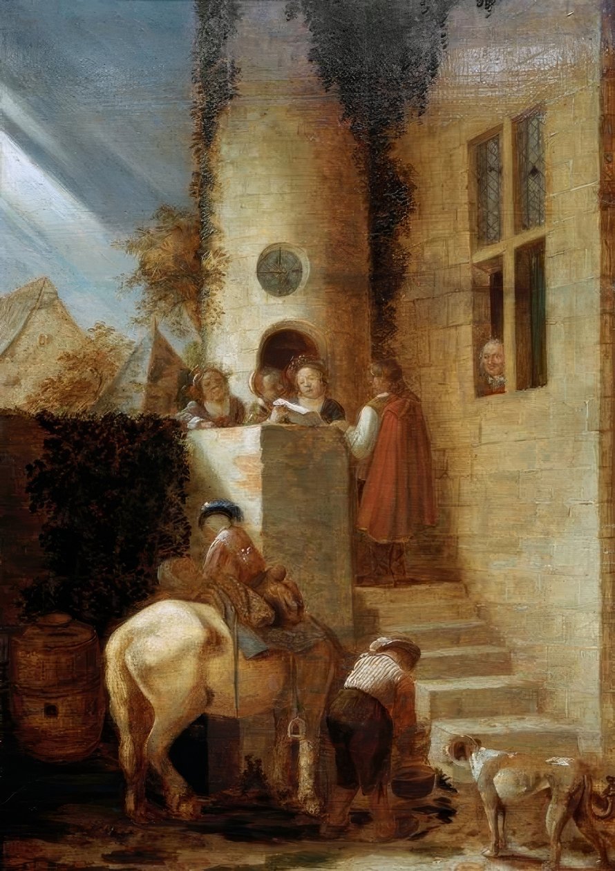 Przyjazd jeźdźca z dokumentem autorstwa Joos van Craesbeeck