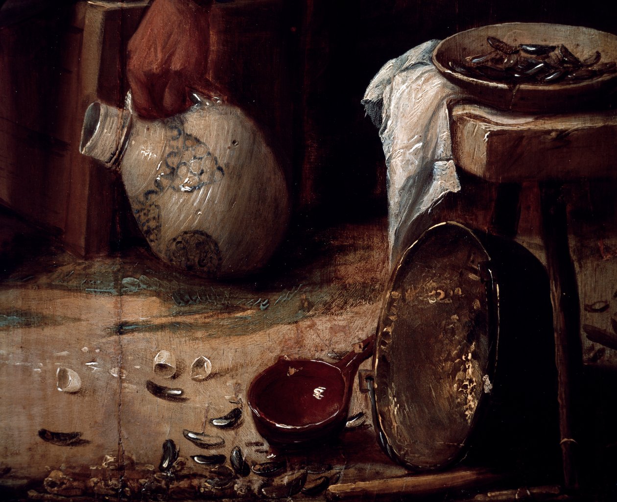 Wiosna lub obiad z małżami, szczegół. (olej na desce) autorstwa Joos van Craesbeeck