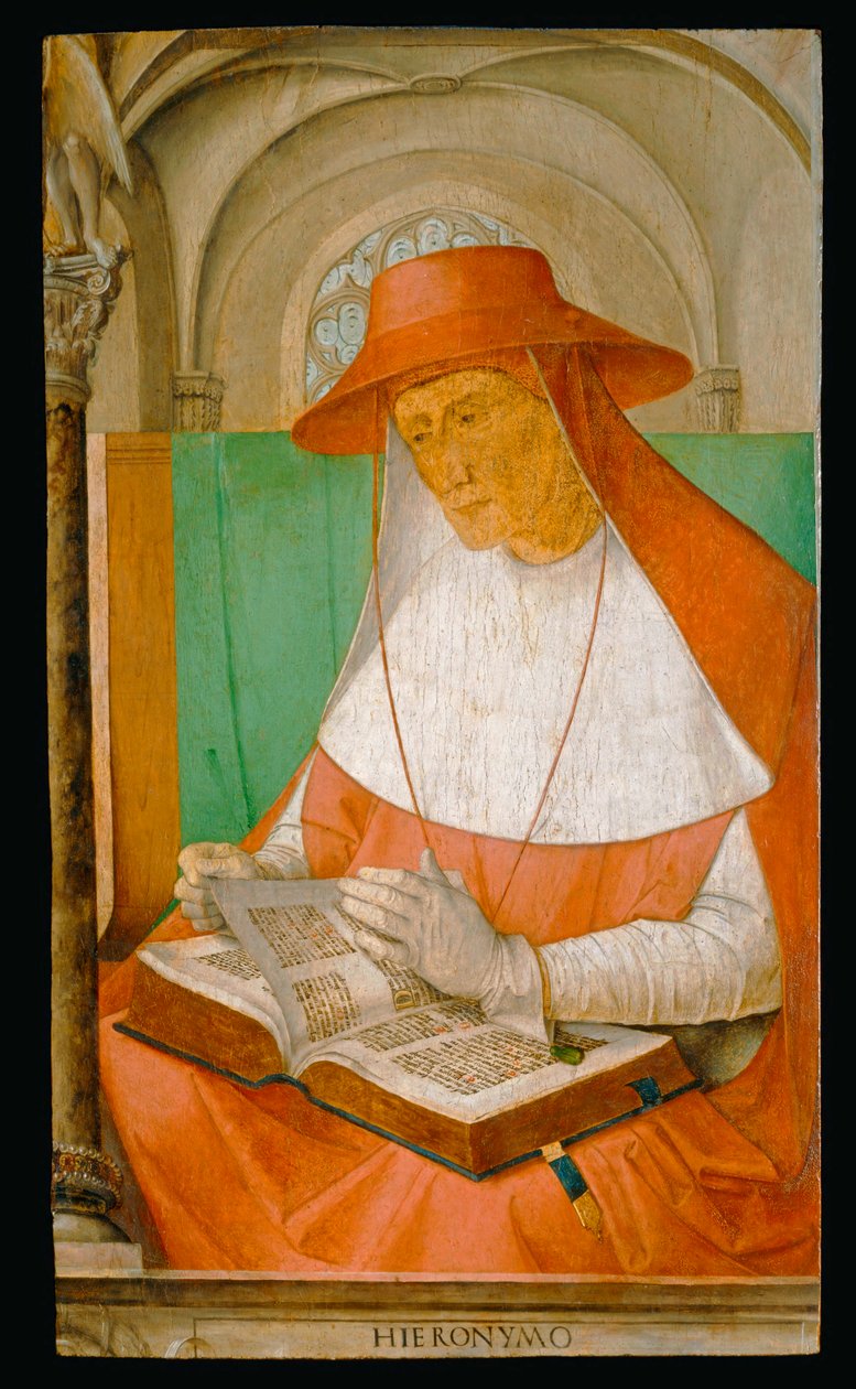 Jerome, Święty, Ojciec Kościoła ... autorstwa Joos van Gent (fl.1460-75)