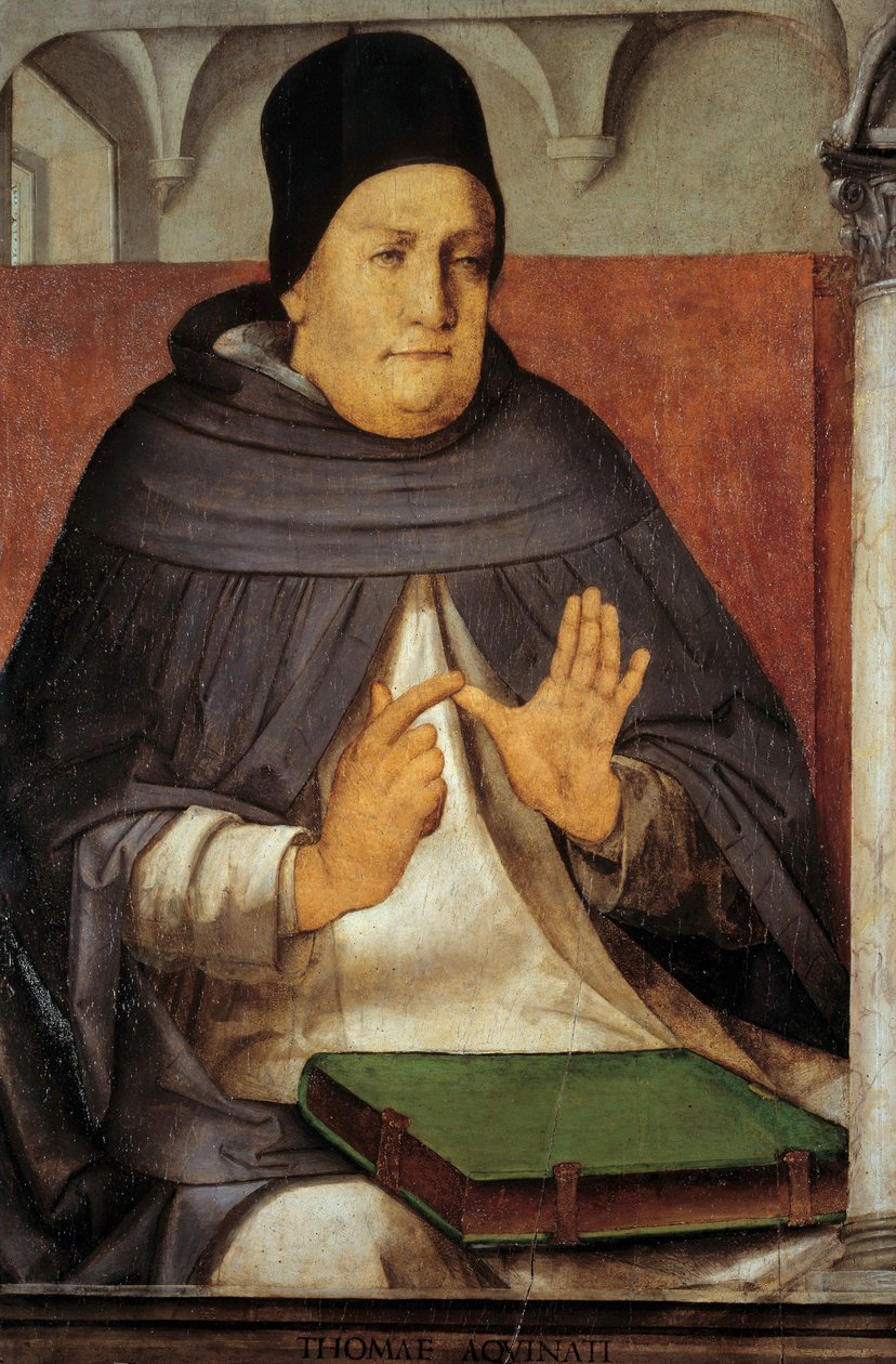 Reprezentacja św. Tomasza z Akwinu (1225-1274) Doktor Kościoła Malarstwo na drewnie Juste de Ghent (Joos van Wassenhove) (ok. 1435-ok. 1475) (ec.flam.) XV w. Ndz. 1,14x0,76 m² autorstwa Joos van Gent (fl.1460 75)