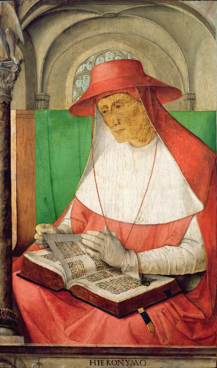 Portret św. Hieronima (347-420) c.1475 (panel) autorstwa Joos van Gent