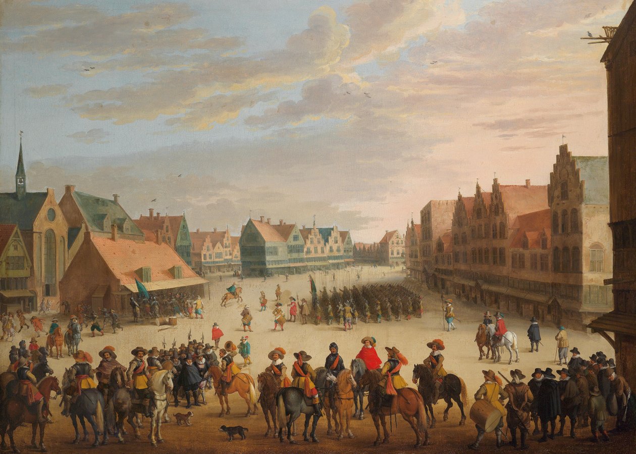 Książę Maurycy Orański zwalnia najemników na placu Neude w Utrechcie w dniu 31 lipca 1618 r. autorstwa Joost Cornelisz. Droochsloot