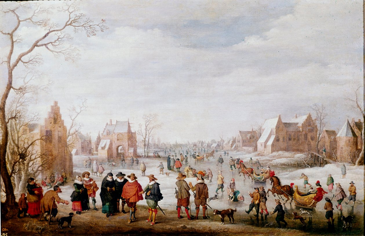 Łyżwiarze Obraz Joosta Cornelisza Droochsloota (1586-1666) Madryt, Muzeum Prado autorstwa Joost Cornelisz. Droochsloot