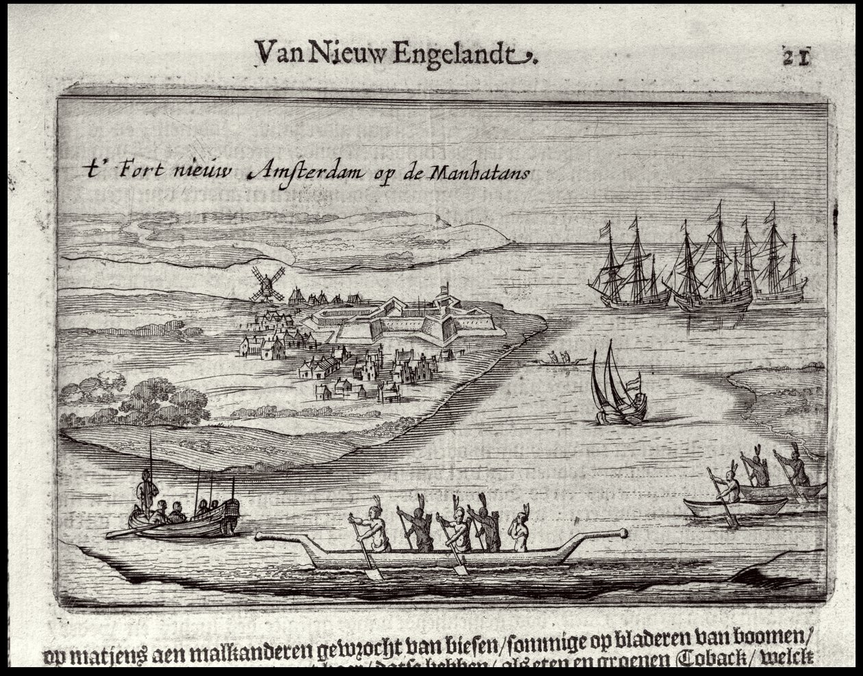 Widok Nowego Amsterdamu, 1626-28 (rycina miedzi) autorstwa Joost Hartgers