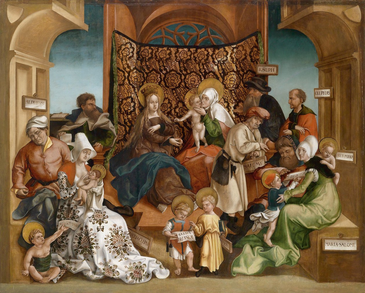 Sainte Parente (cała rodzina Maryi) - Święte pokrewieństwo - Obraz Jorg (Joerg) Breu, młodszy (1510-1547) - Olej na drewnie - 106x132,5 - Kolekcja prywatna autorstwa Jorg II Breu