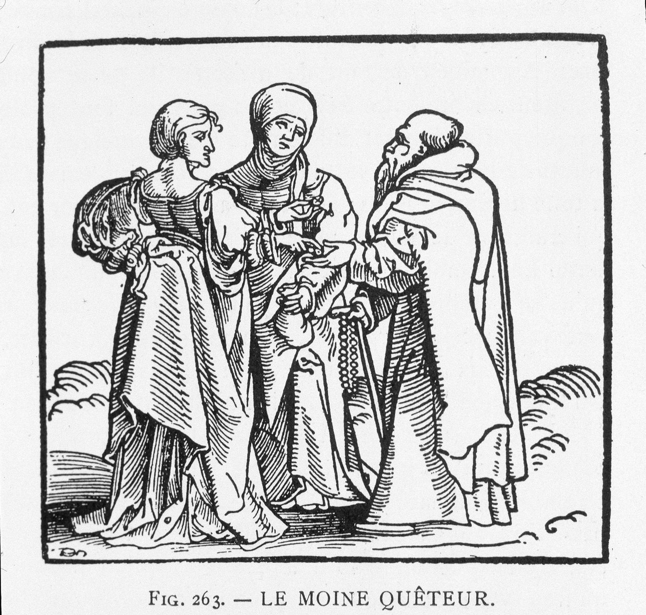 The Quetter Monk: drzeworyt J¿rga Breu, tworzący tytuł książeczki w duchu reformacji wydanej około 1522 roku w Augsburgu: „”Przyjazna rozmowa między karmą z prowincji austriackiej a służebnicą”” autorstwa Jorg II Breu