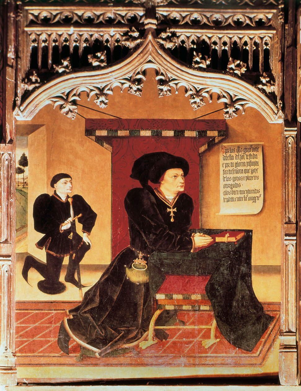 Portret Inigo Lopeza de Mendoza, markiza SANTILLANA (1398-1458), hiszpańskiego poety lirycznego. Kolekcja książąt hiszpańskich. Obraz Jorge INGLES (XV wiek) autorstwa Jorge Ingles