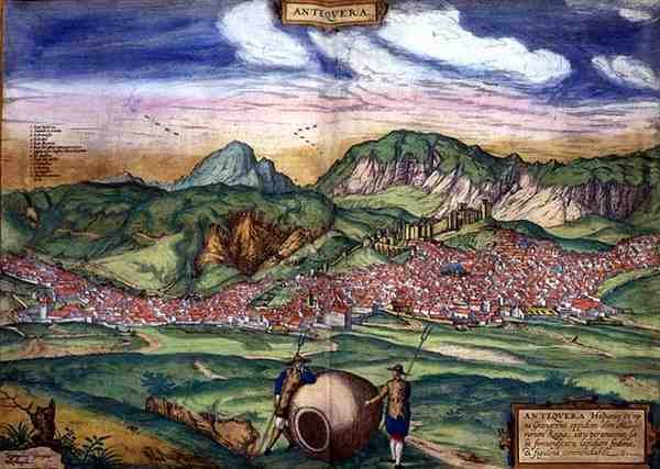 Mapa Antiquery z „Civitates Orbis Terrarum” Georga Brauna (1541-1622) i Fransa Hogenberga (1535-90), ok.1572 (kolorowa rycina) autorstwa Joris (after) Hoefnagel