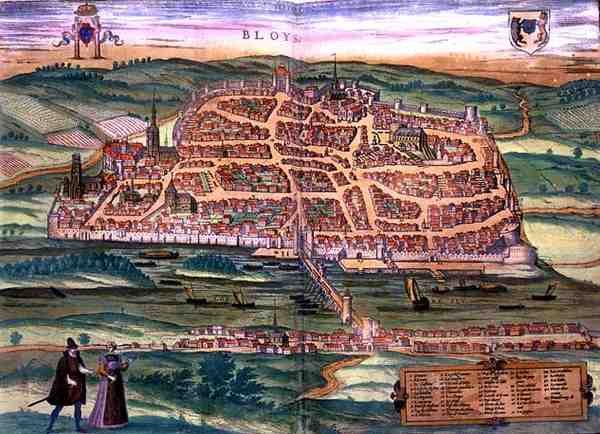 Mapa Blois z „Civitates Orbis Terrarum” Georga Brauna (1541-1622) i Fransa Hogenberga (1535-90), ok. 1572 (kolorystyka) autorstwa Joris (after) Hoefnagel