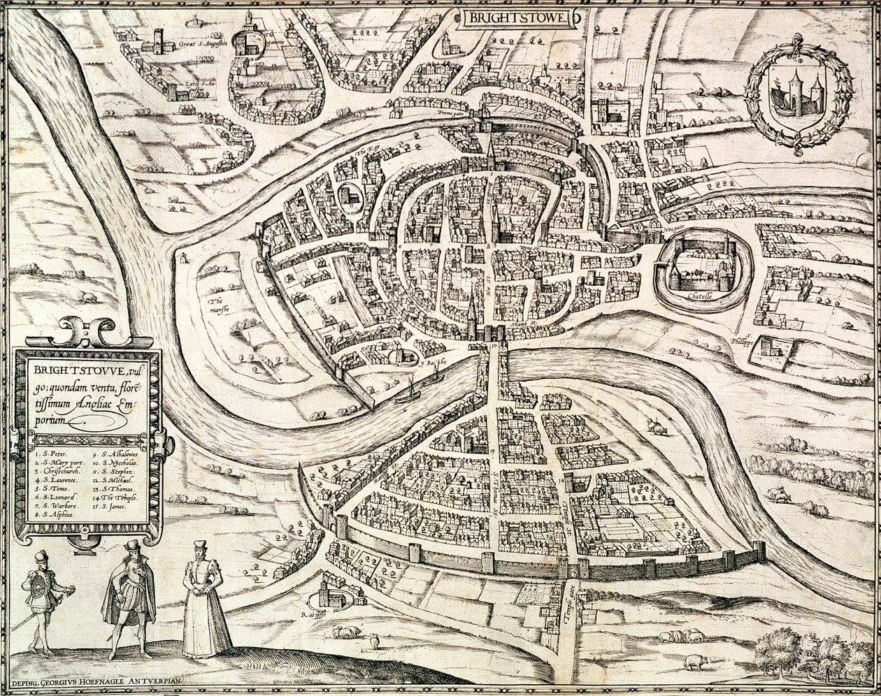 Mapa Bristolu z „Civitates Orbis Terrarum” Georga Brauna (1541-1622) i Fransa Hogenberga (1535-90) 1581 (rycina) autorstwa Joris (after) Hoefnagel