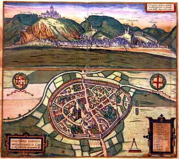 Mapa Cochen z „Cities of the World” Georga Brauna (1541-1622) i Fransa Hogenberga (1535-90) autorstwa Joris (after) Hoefnagel